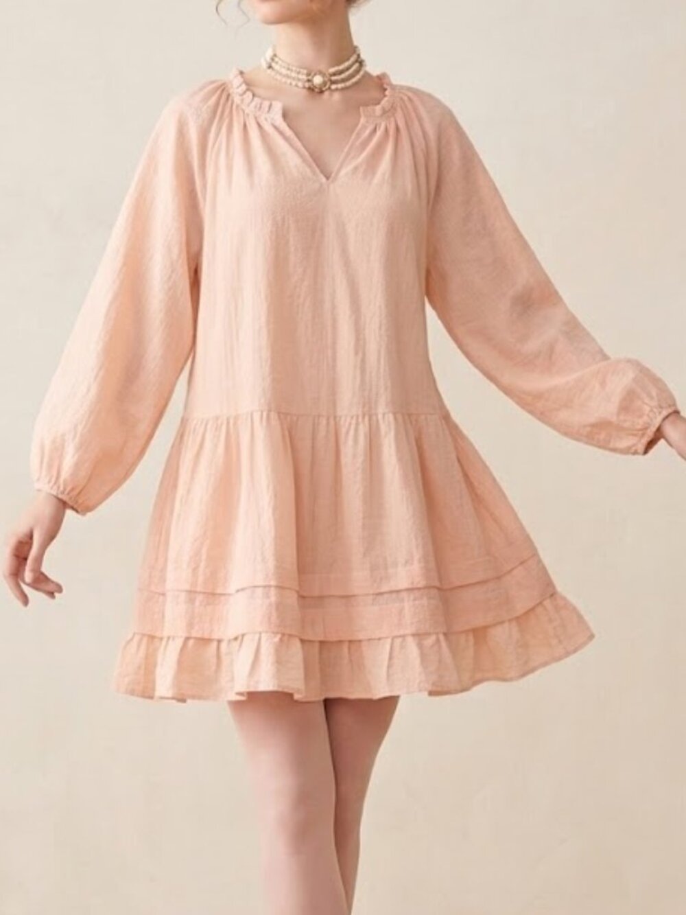 Old Navy Soft Girl Long Sleeve Tiered Long Sleeve Peach Gelato Dress Size 3X